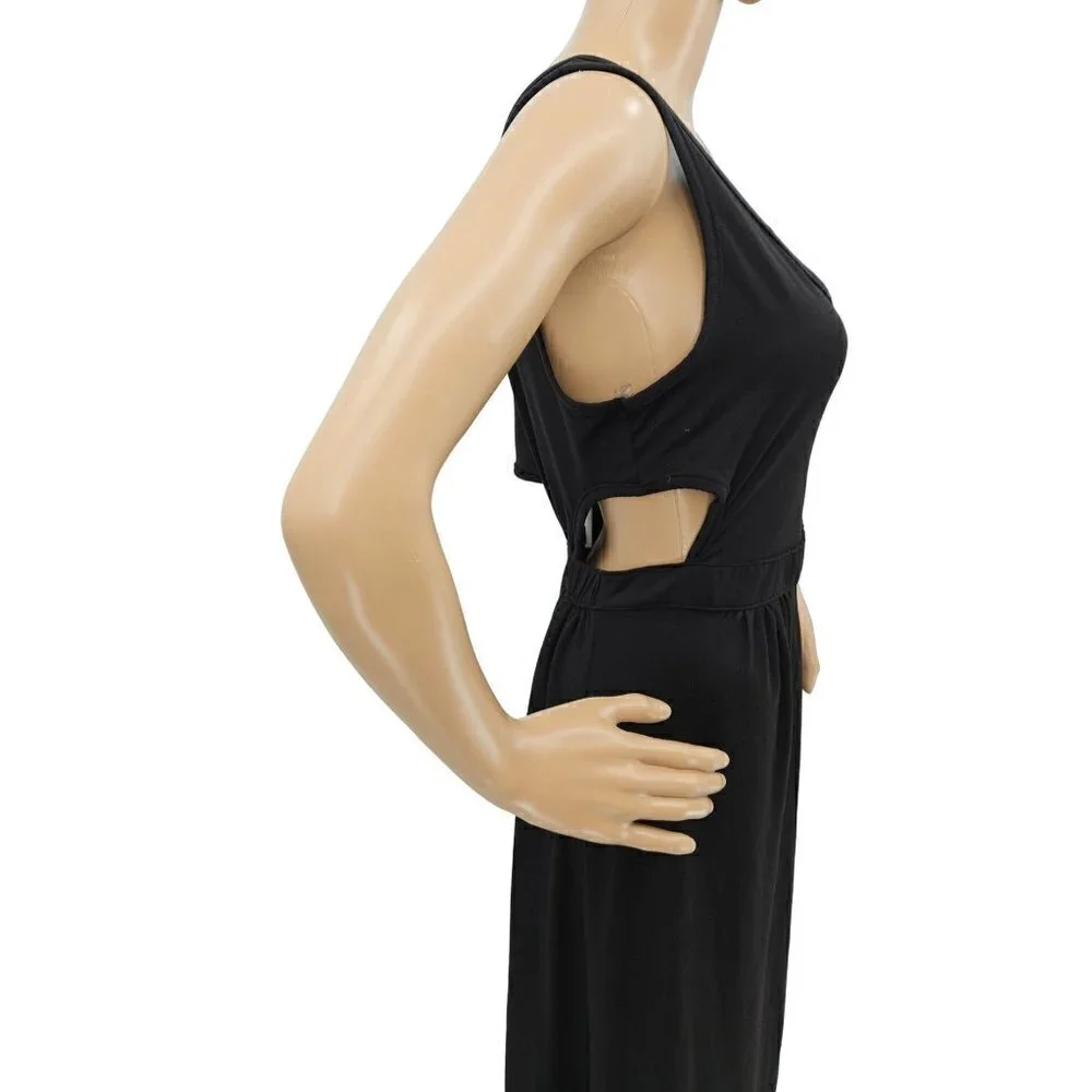 Skiva International Maxi Dress Love XL 14 16 Soft Cut Out Stretch Empire Black - Picture 4 of 15